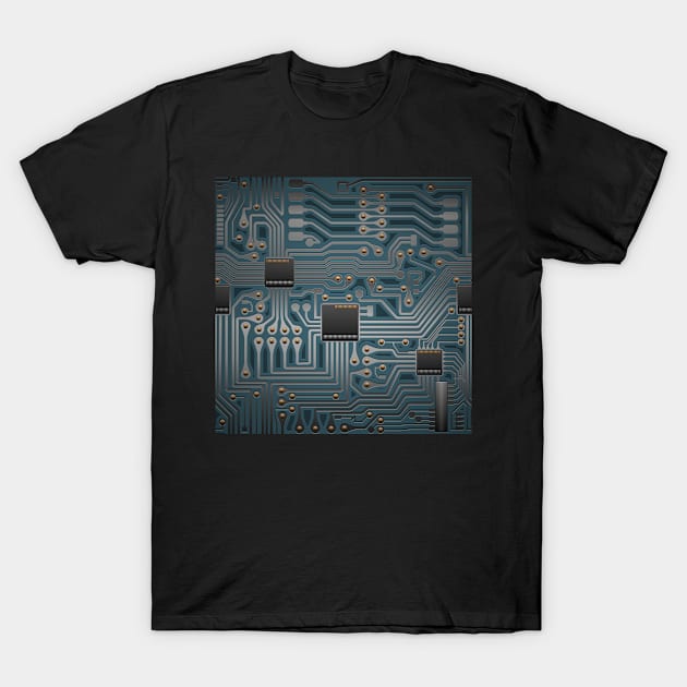 Blue Circuitboard T-Shirt by Qspark